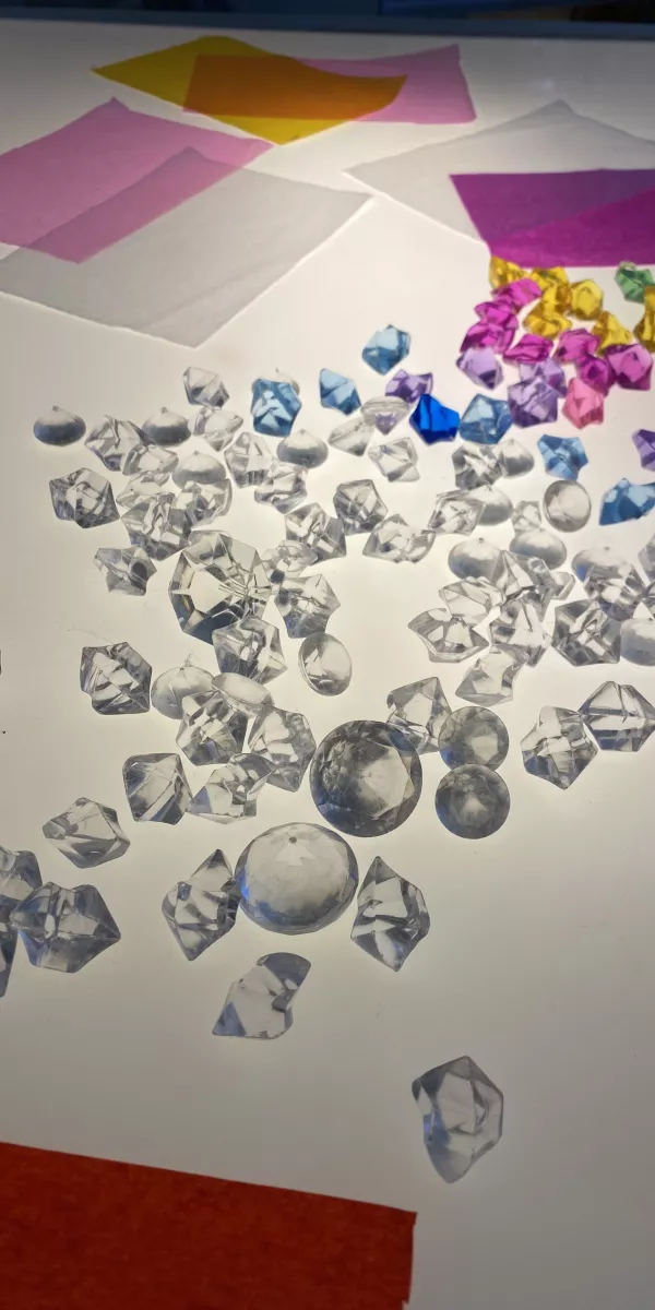 Colorful gems used in the Wallingford daycare activities