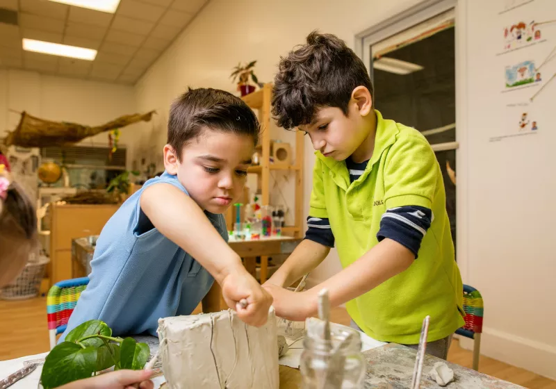 Preschool boys clay art