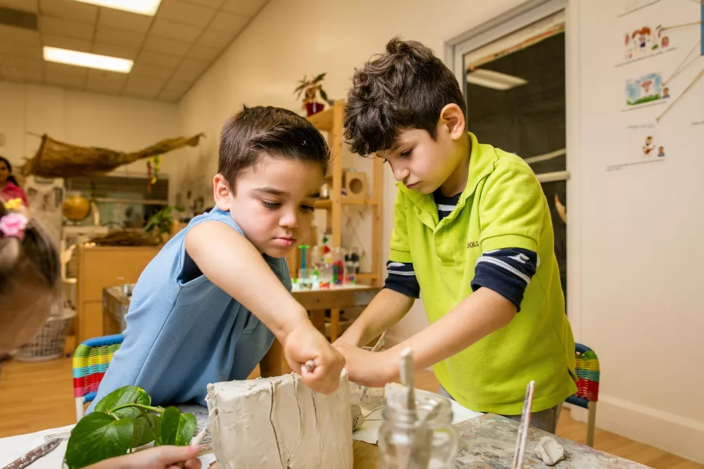 Preschool boys clay art