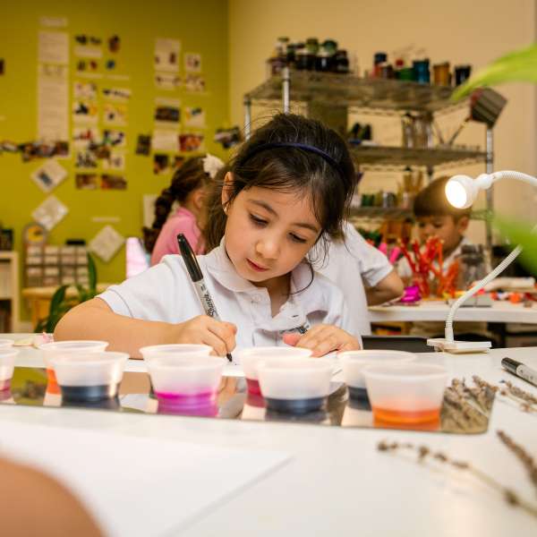 Preschool girl drawing