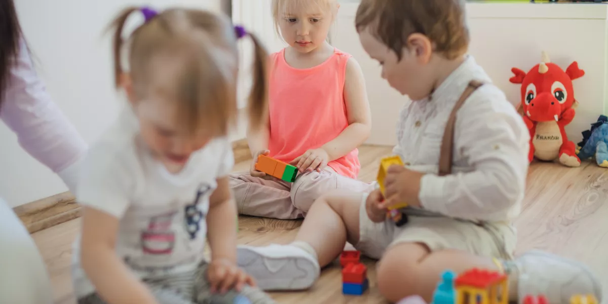 Group preschoolers playroom