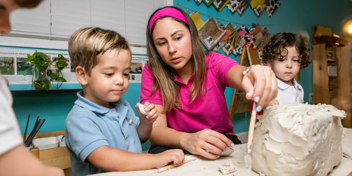 Teacher and children