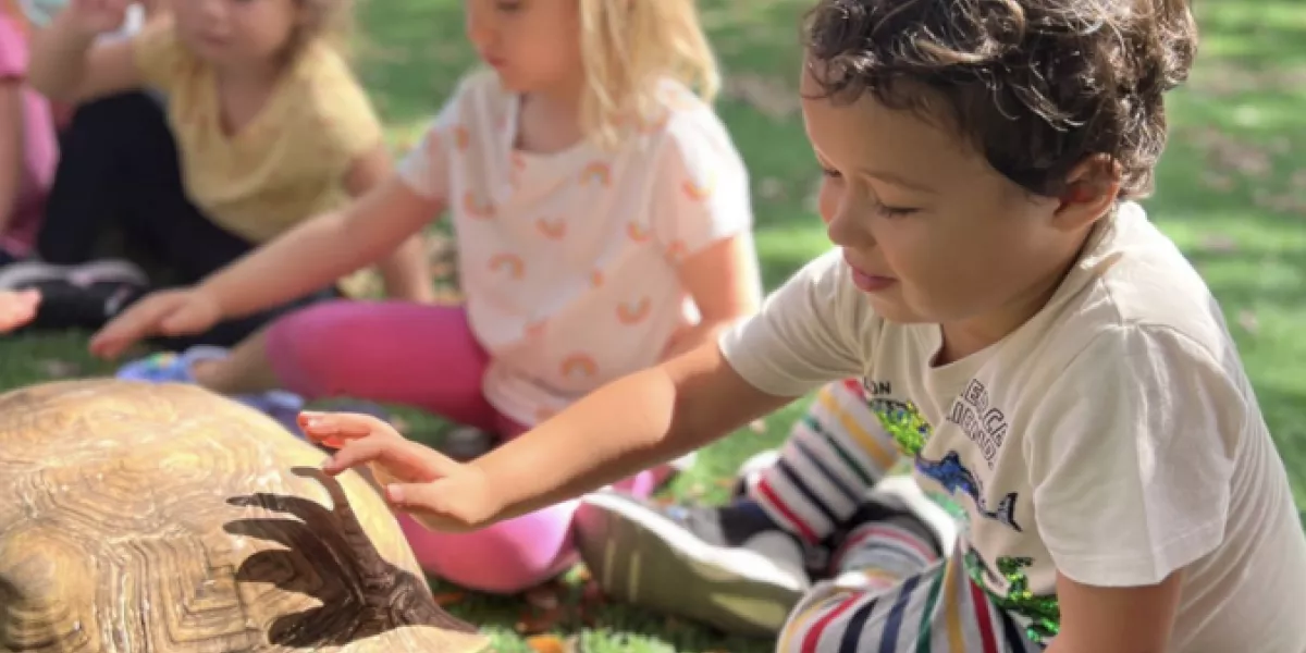 Preschool children with turtle