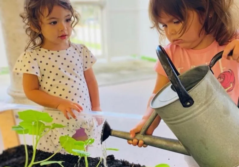 Girls gardening