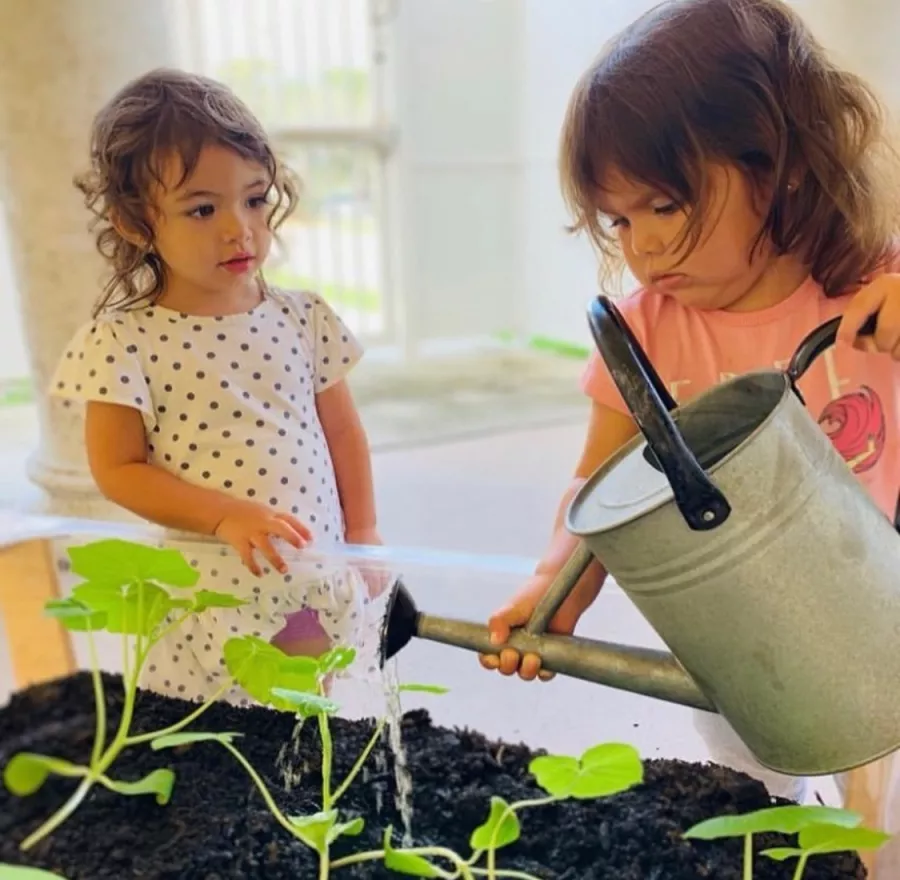 Girls gardening