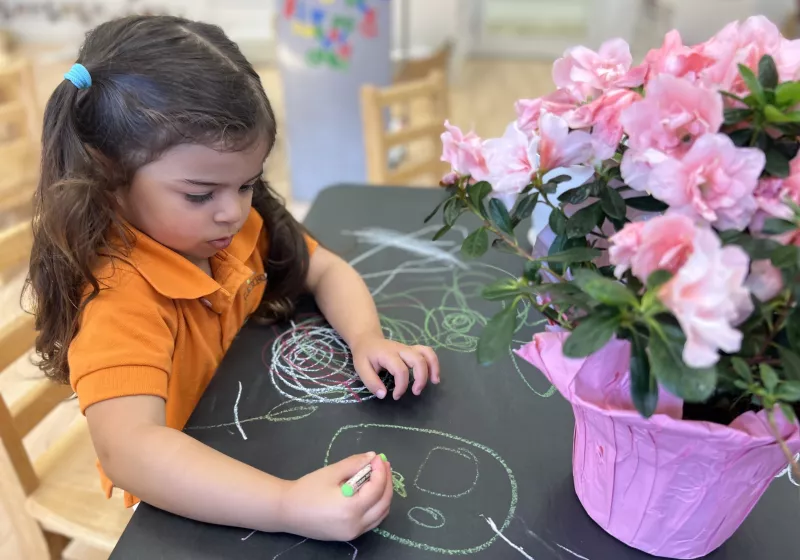girl drawing flowers