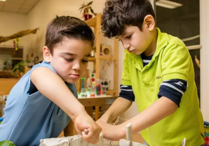Preschool boys clay art