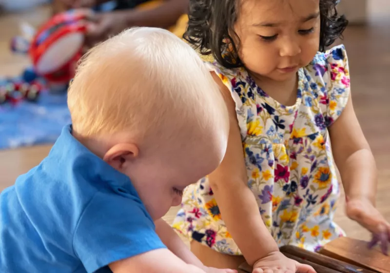 Babies in music class